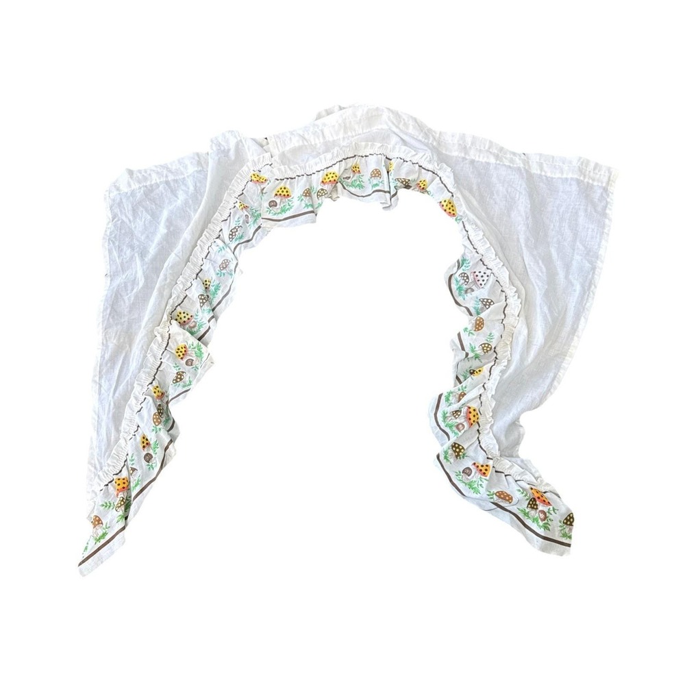 1970S Sears Merry Mushroom Curtain Ruffle Valance Two Piece Set Mushroom Vintage